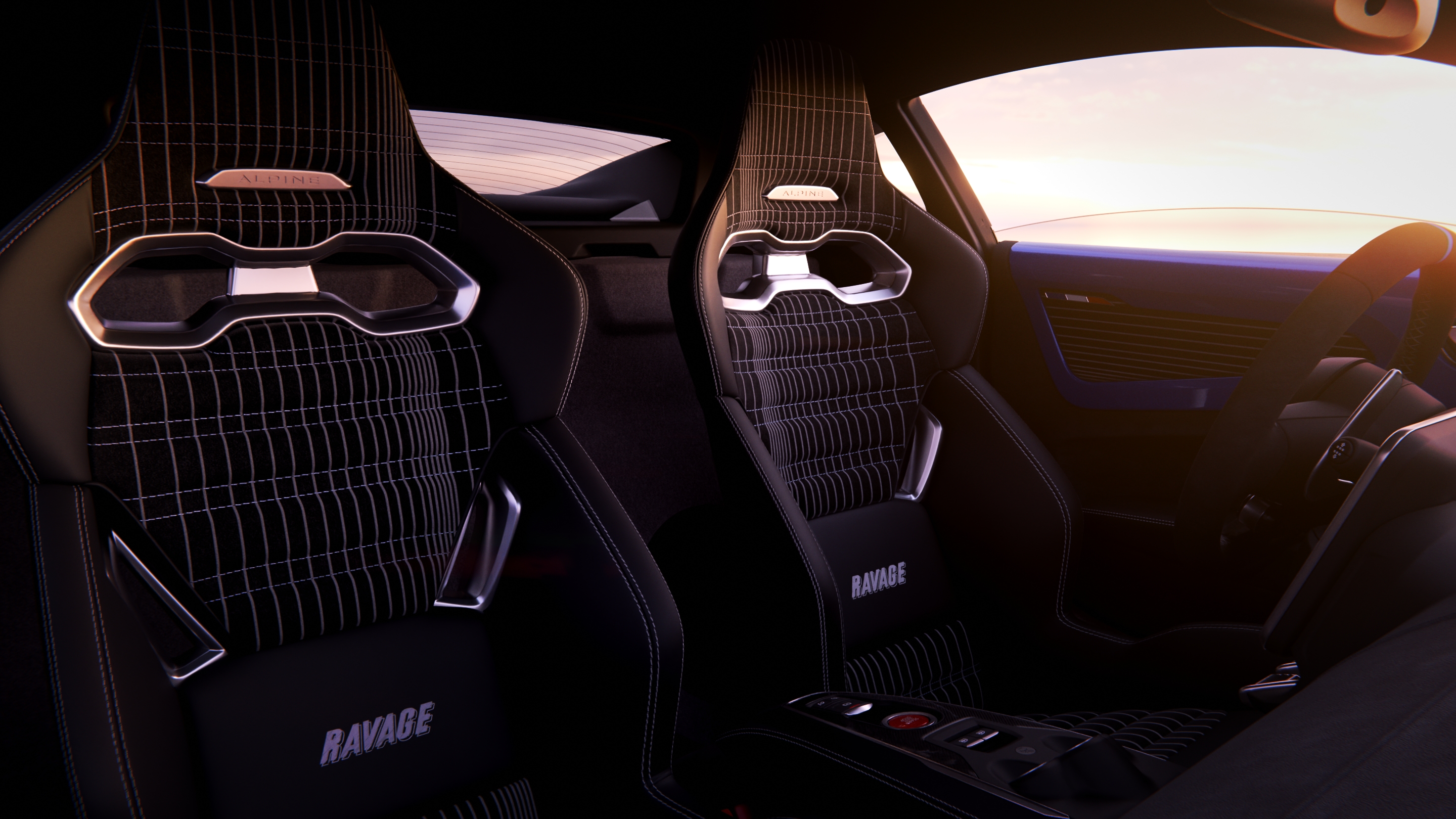 Ravage A110 Groupe 4 – interieieur de voiture de sport française sur mesure bleue - r5 turbo - harnais sabelt - harnais ravage